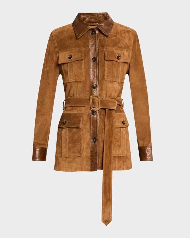 Mila Suede Belted Safari Jacket